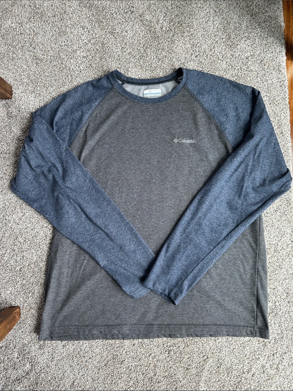 Columbia Men's Long Sleeve Omni-wick Raglan Shirt - Charcoal & Navy Blue
